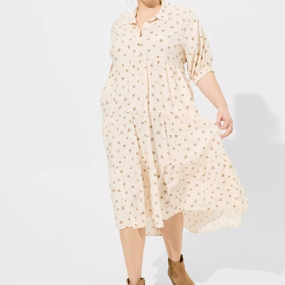 torrid Cream Floral High-Low Dress
